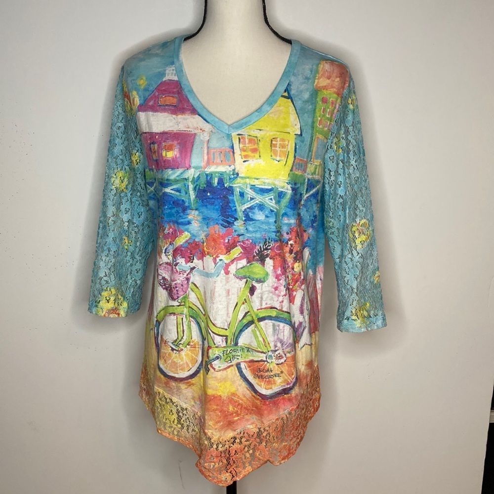 Leoma Lovegrove Top Florida Girl Beach Bicycle Tunic Top